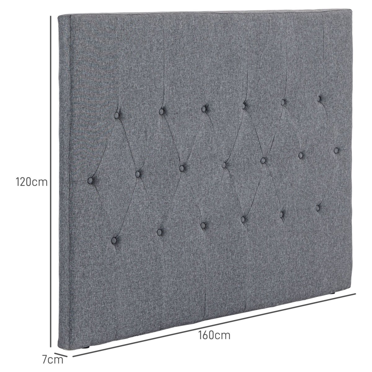 EasyComfort Testiera Letto Matrimoniale Trapuntata a Bottoni con 2 Ganci, in Tessuto Effetto Lino, 160x7x120 cm, Grigia - immagine 4